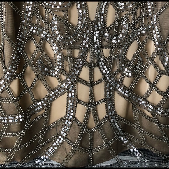 🆕 Cache Gold Sequin Embellished Cocktail Dress - Picture 4 of 8